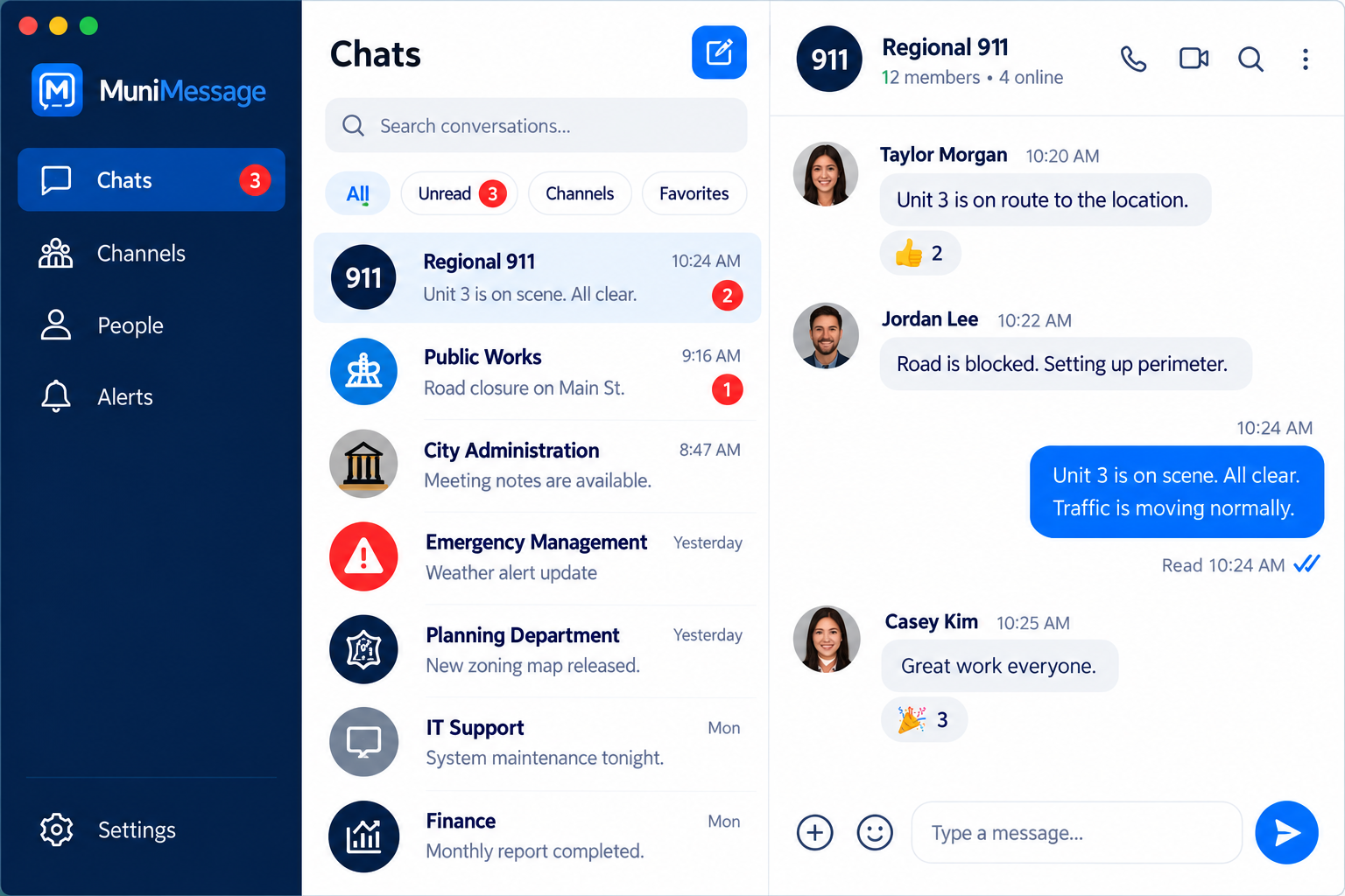 MuniMessage desktop messaging interface